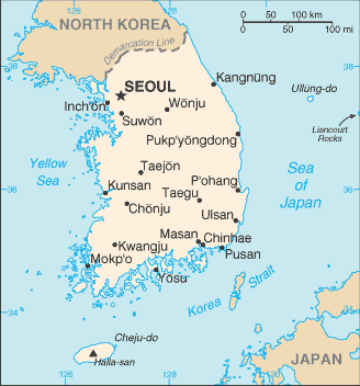 Map of Korea, South