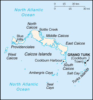 Map of Turks and Caicos Islands