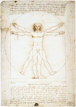 Leonardo da Vincis Vitruvianischer Mann in kleiner Darstellung