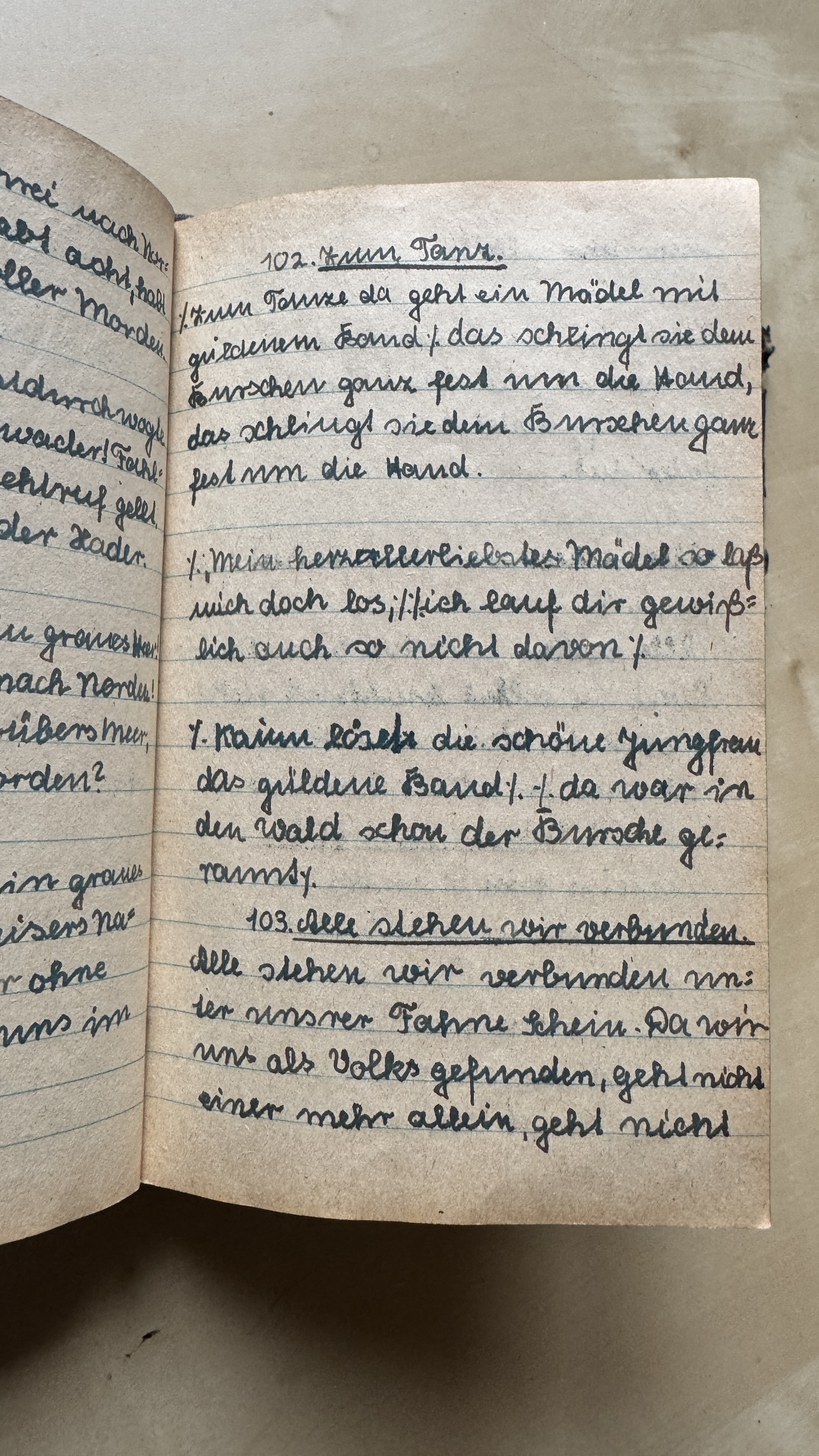 Original Liederbuch Seite 106