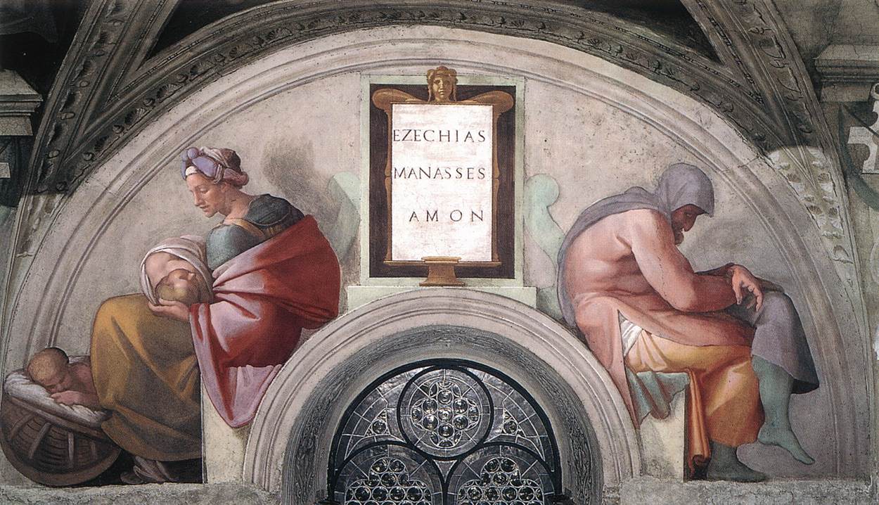 Lünette Hiskija, Manasse und Amon