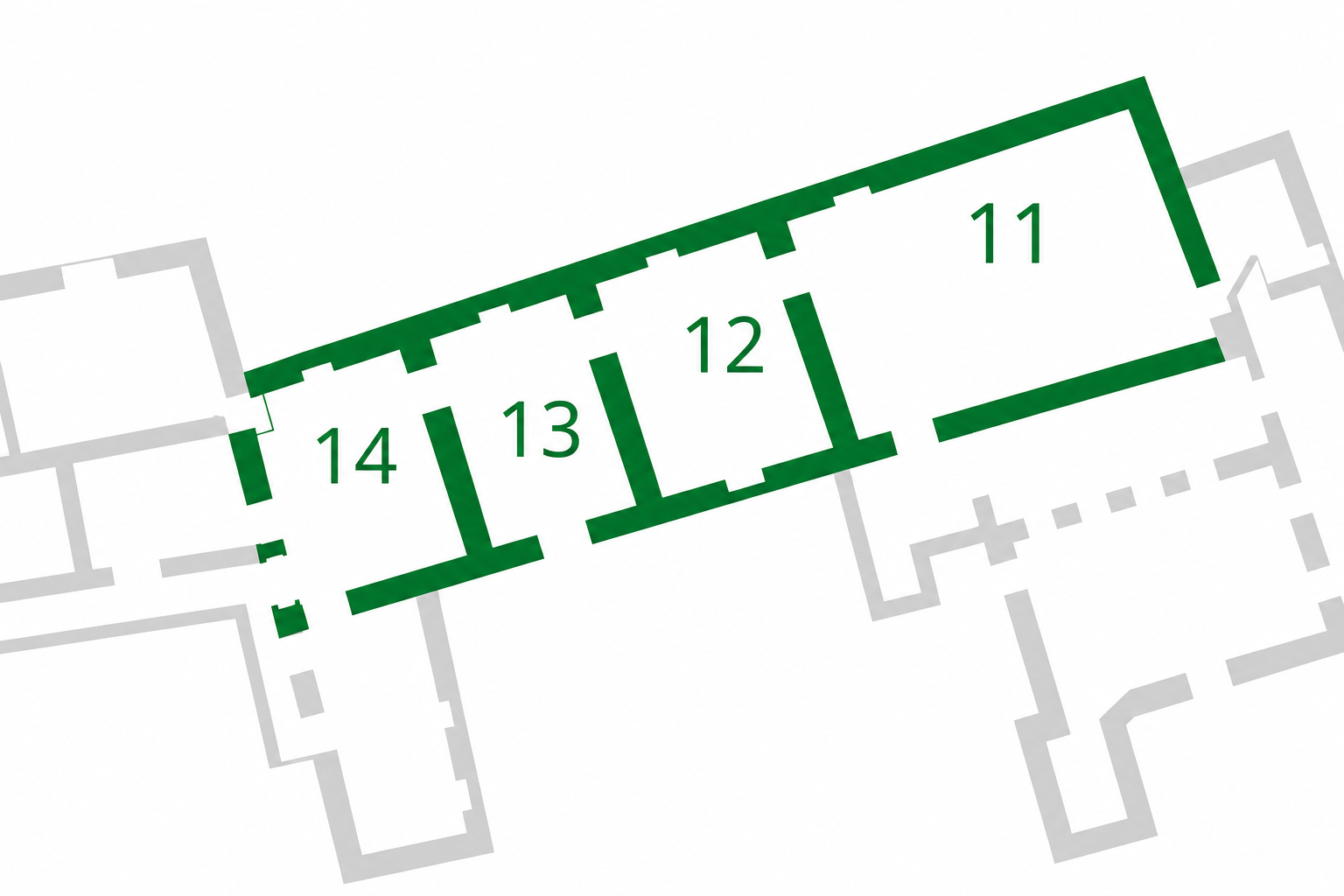 Vier Raffael-Räume mit Nummern 11 bis 14