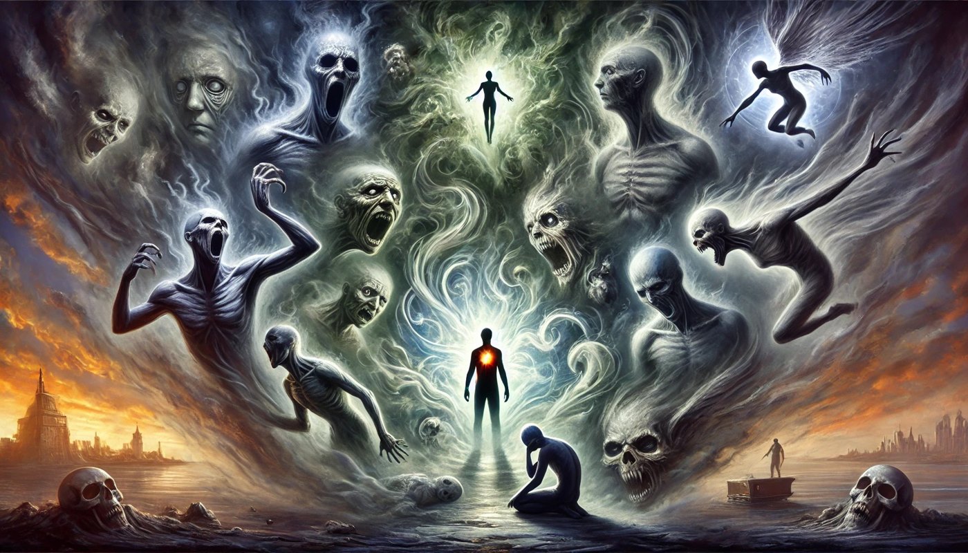 Person begegnet symbolischen inneren Dämonen