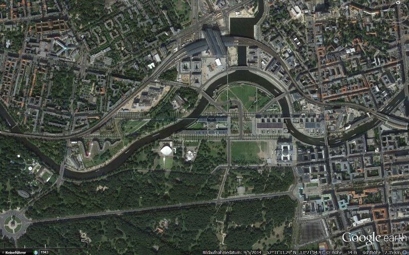 Satellitenbild des Berliner Spreebogens
