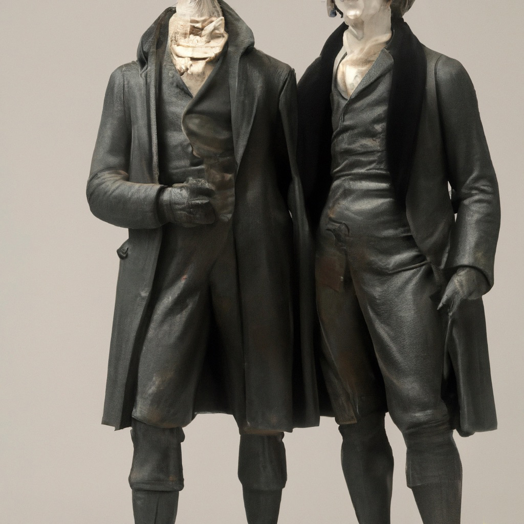 KI-generierte Skulptur von Goethe und Schiller, Promptbezug Promptbezug Käthe Kollwitz