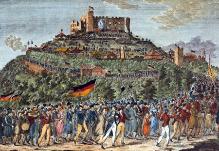 Historische Darstellung des Zuges zum Hambacher Schloss