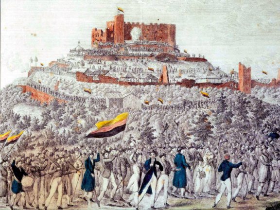 Historische Darstellung des Zuges zum Hambacher Fest