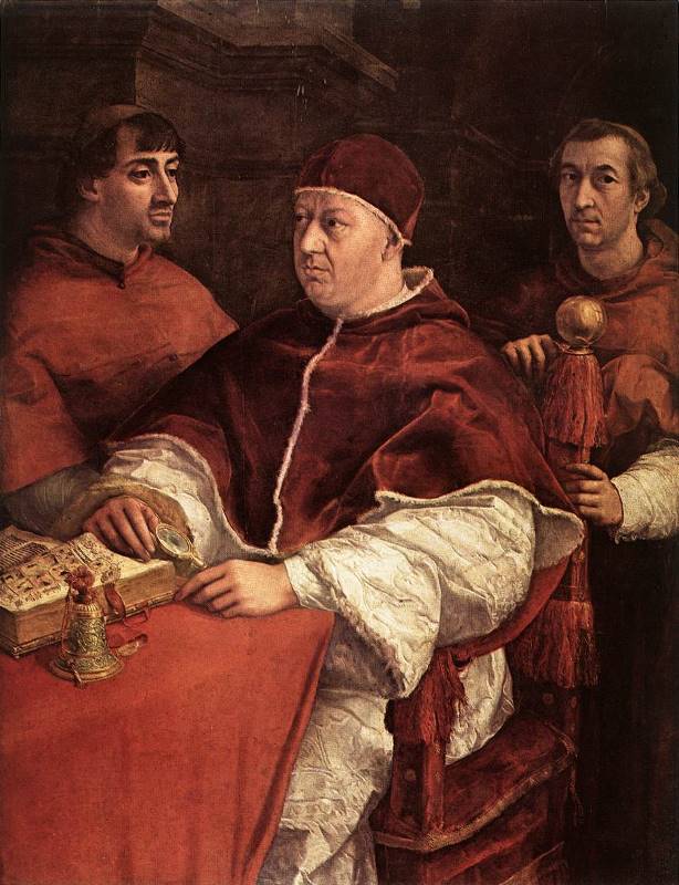 Papst Leo X. mit den Kardinälen Giulio de Medici und Luigi de Rossi 1518-19