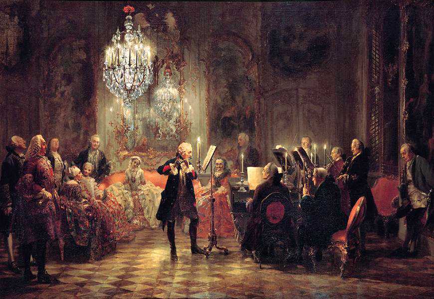 Flötenkonzert Friedrichs des Großen in Sanssouci – Adolph Menzel