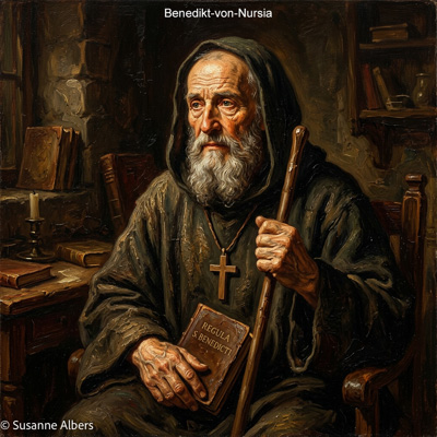 Künstlerische Darstellung: Benedikt von Nursia