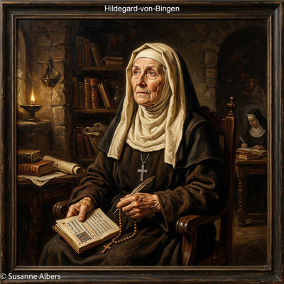 Künstlerische Darstellung: Hildegard von Bingen