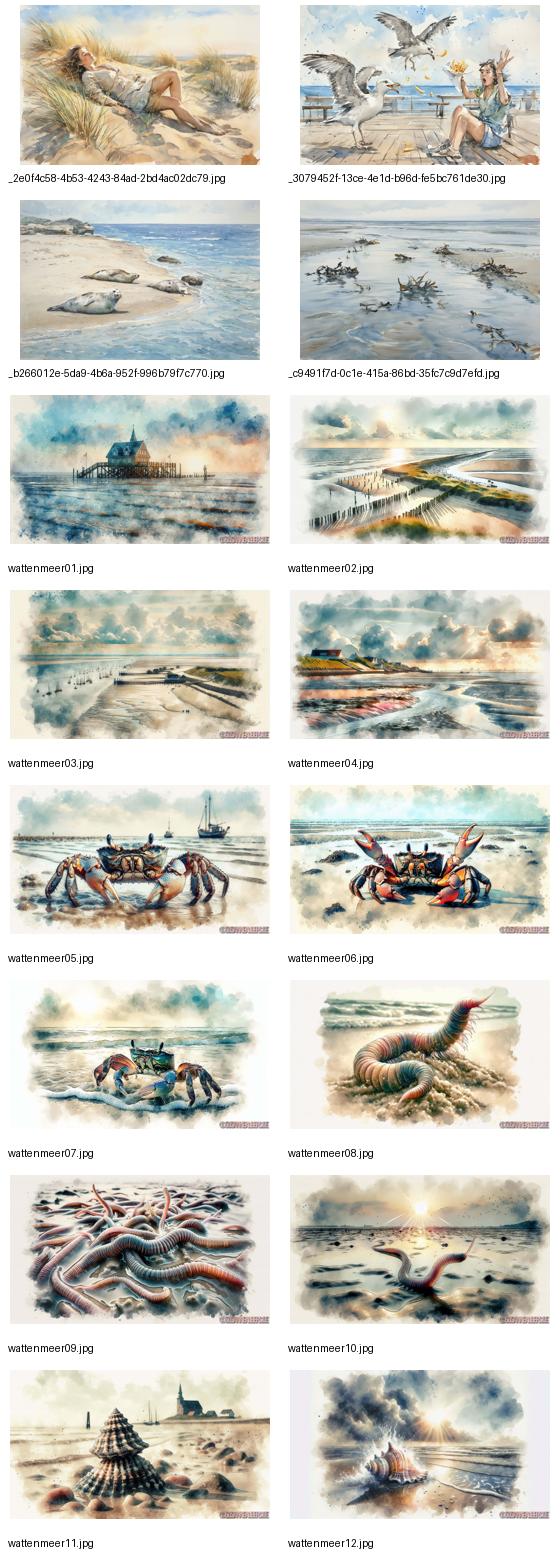 Kontaktbogen mit Nordsee-Bildern