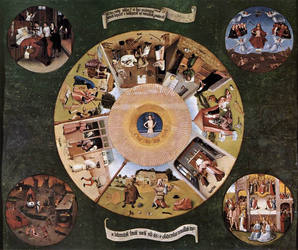 Gesamtansicht der Tafel der sieben Hauptsünden